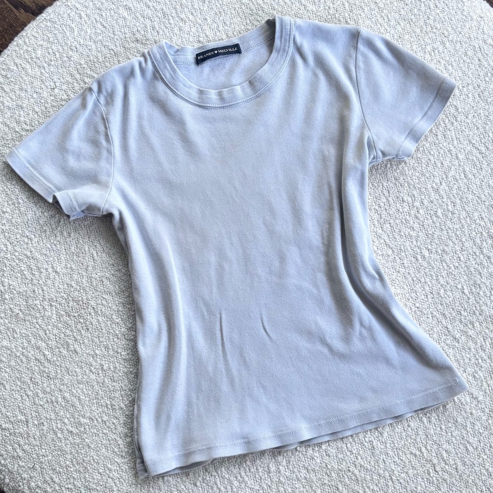 Brandy Melville Light Blue Baby Tee Top Size xsmall